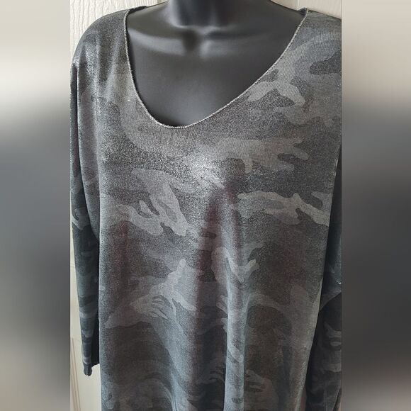 D-STYLE Women's Gray Camouflage Tunic With a Metallic Sheen Size S/M   Italy - Picture 3 of 6